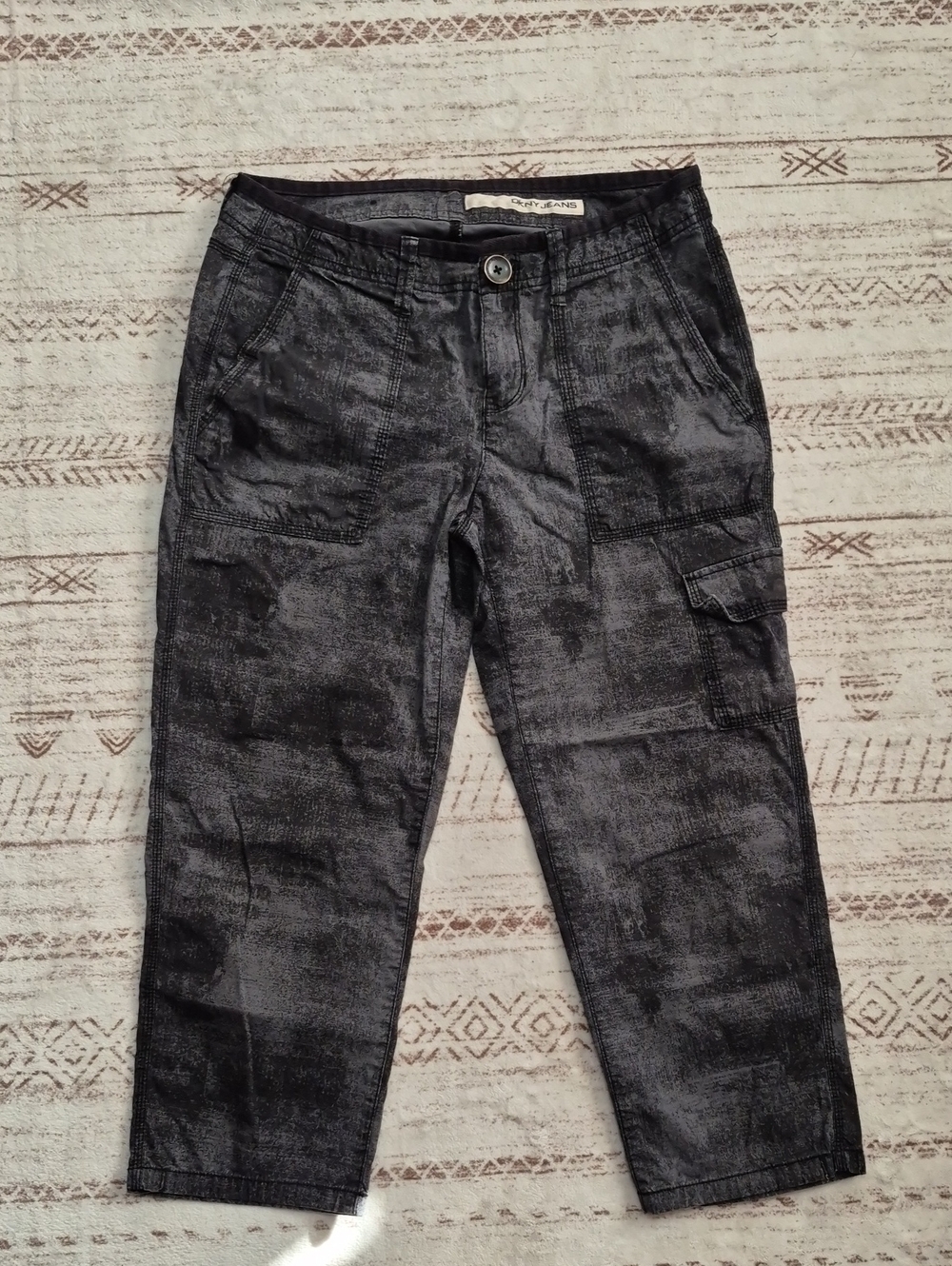 DKNY Washed Black Cropped Cargo Jeans